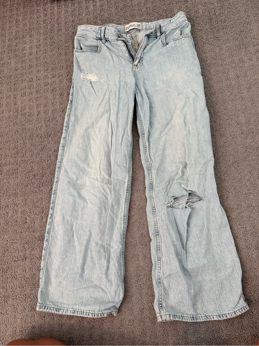 Abercrombie & Fitch Light Blue Distressed Wide-Leg Kids Jeans